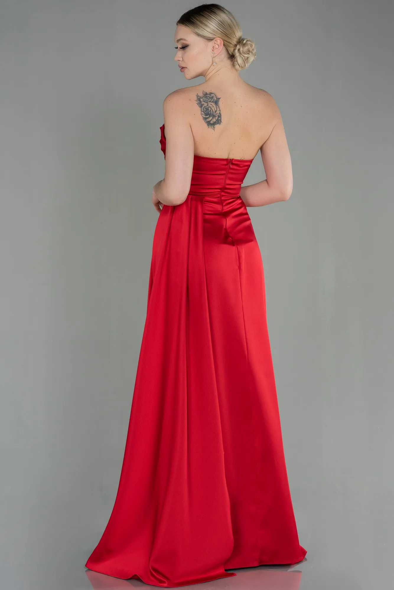 Robe de Soirée Longue Satin Orange ABU2965