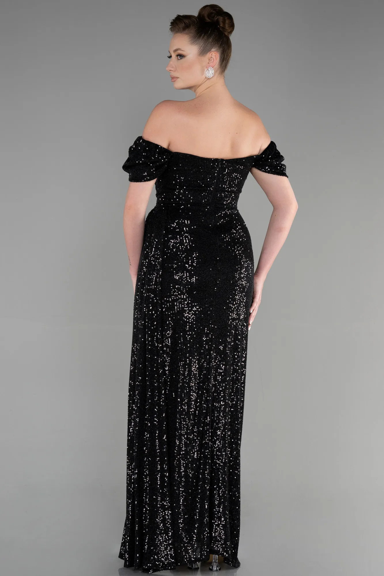 Robe de Soirée Longue Squameuse Noir ABU2987