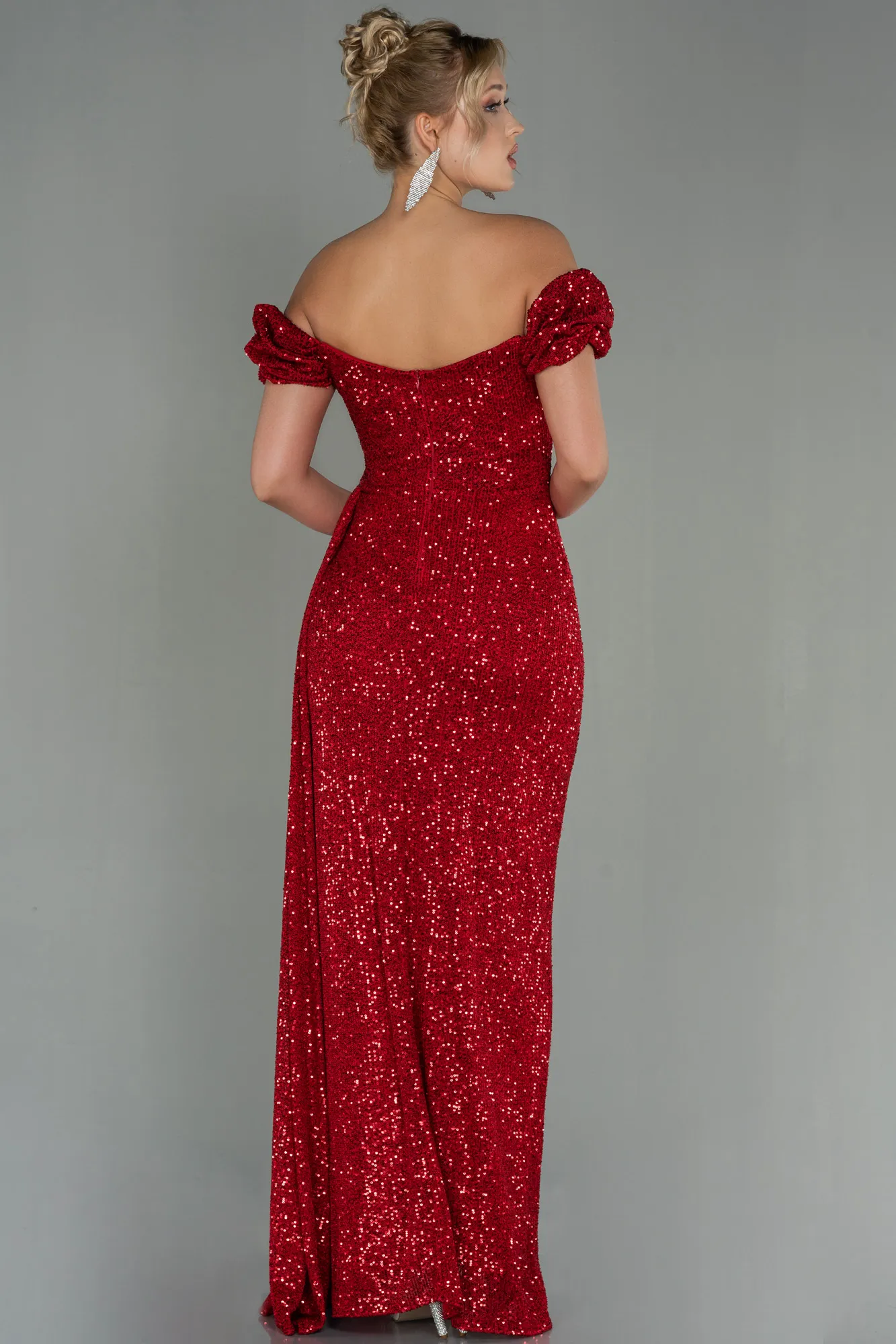 Robe de Soirée Longue Squameuse Rouge ABU2987