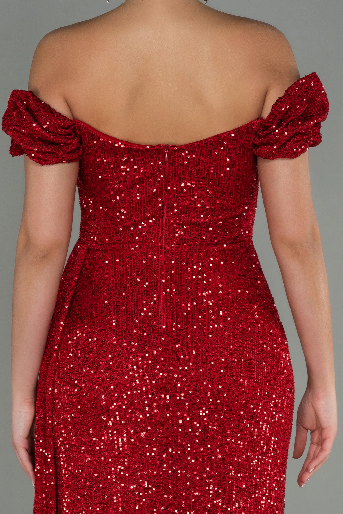 Robe de Soirée Longue Squameuse Rouge ABU2987