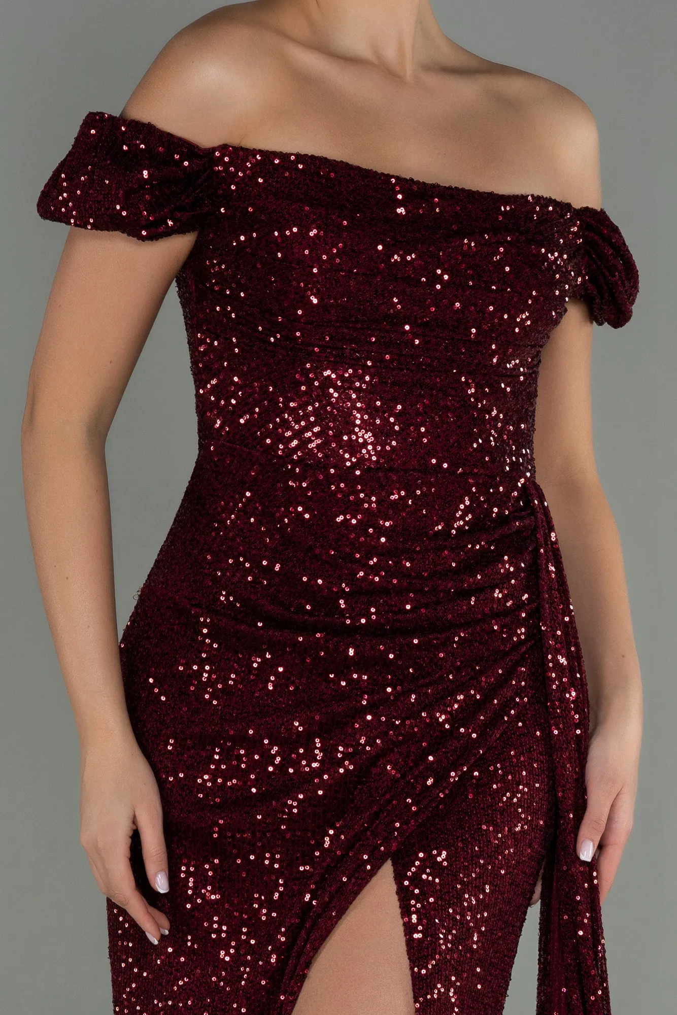 Robe de Soirée Longue Squameuse Rouge ABU2987