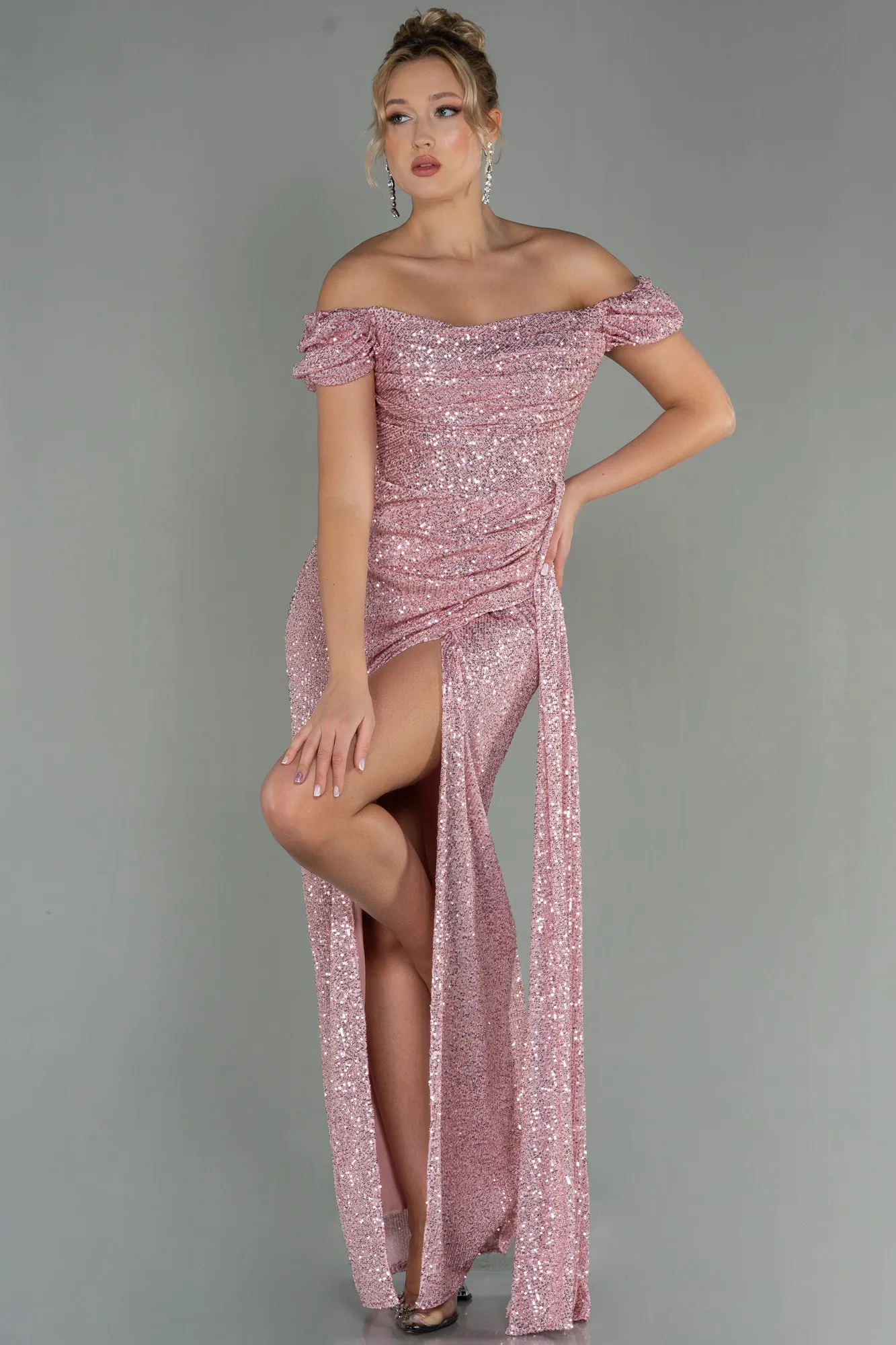 Robe de Soirée Longue Squameuse Rouge ABU2987