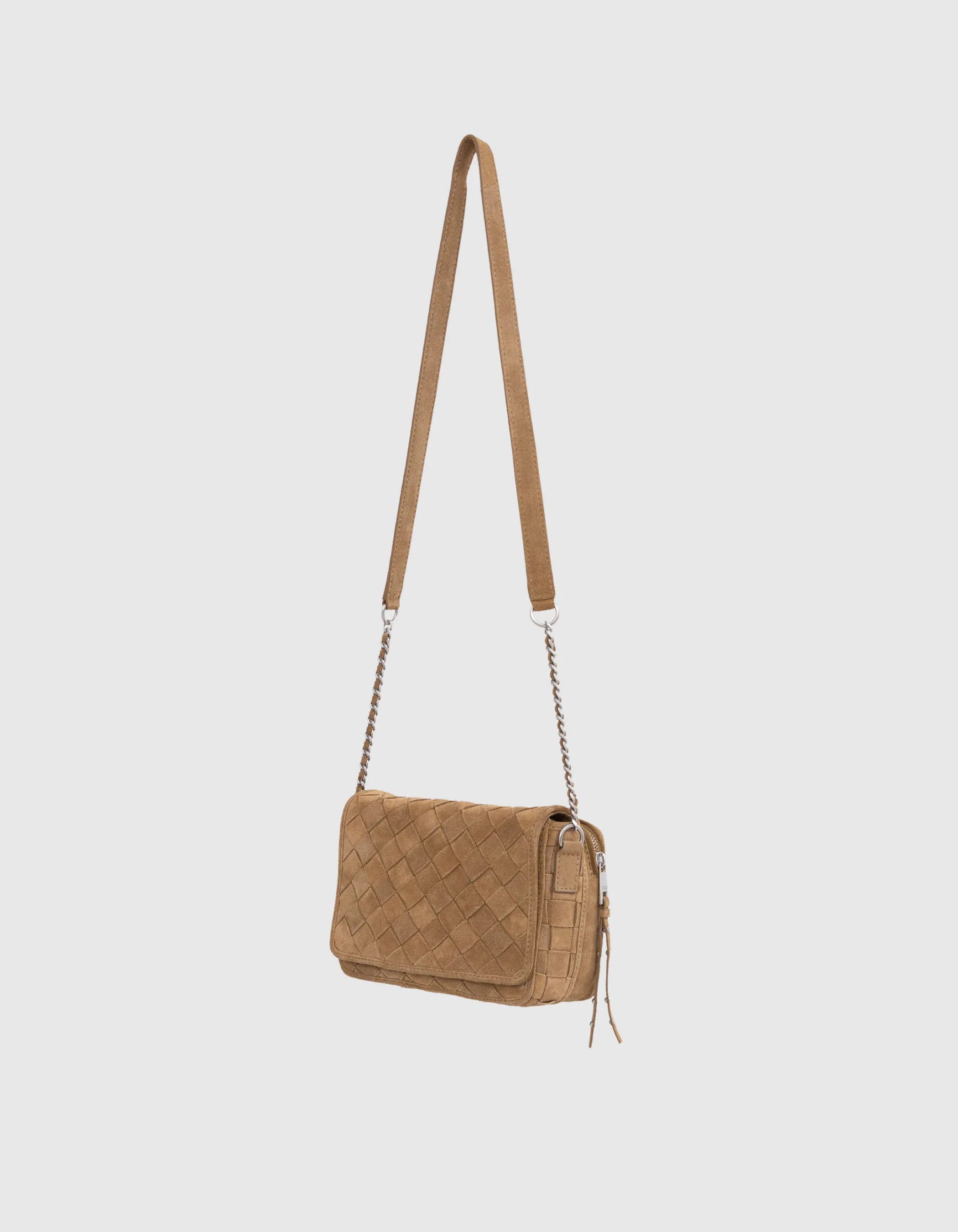 Sac 1440 Steward sable cuir velours tressé Femme