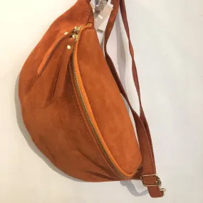 Sac banane XL en daim orange