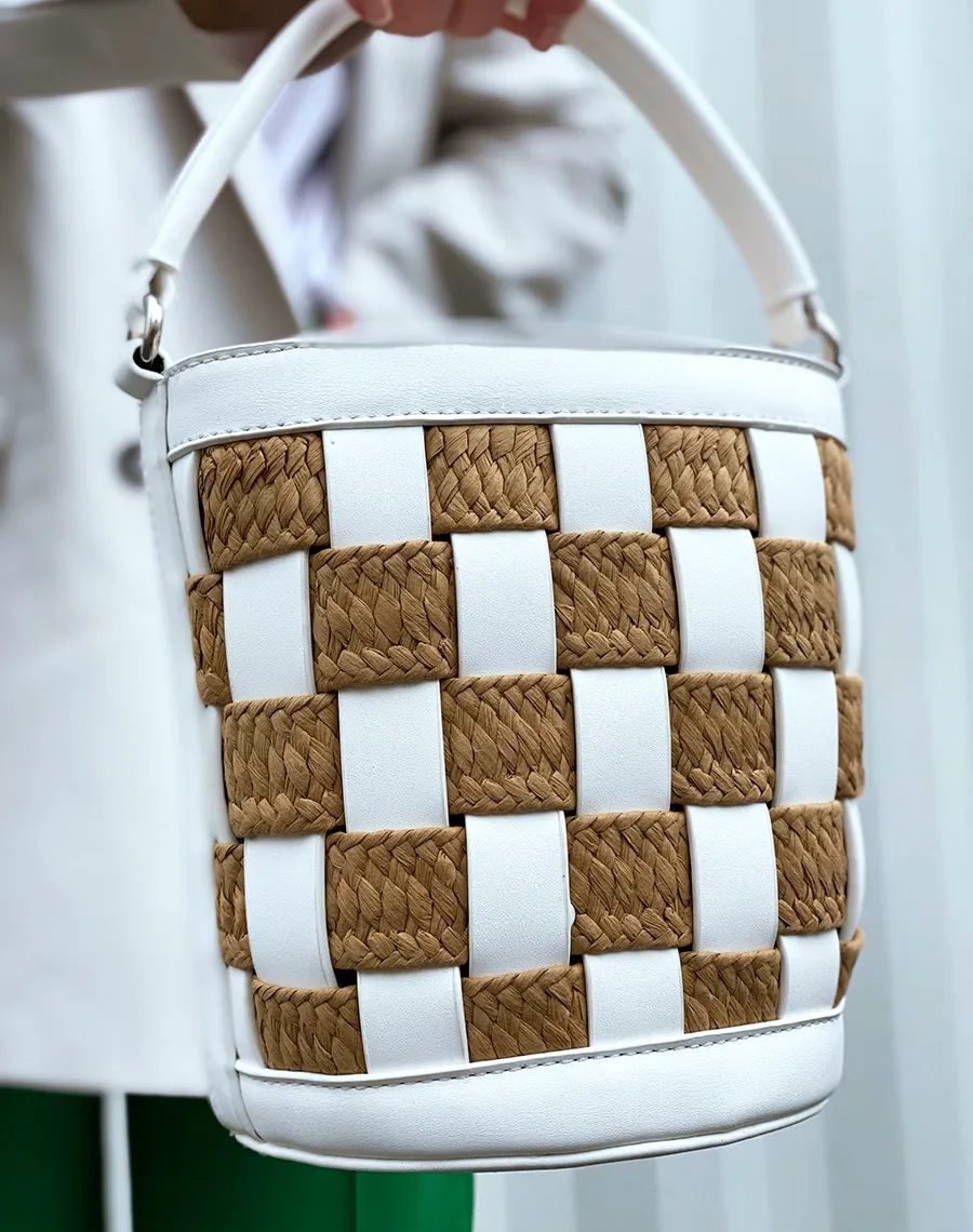 Sac sceau blanc en damier 