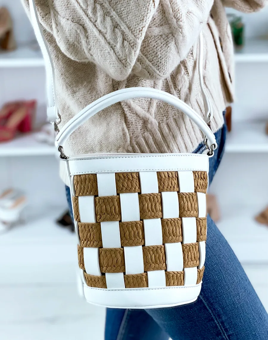 Sac sceau blanc en damier 