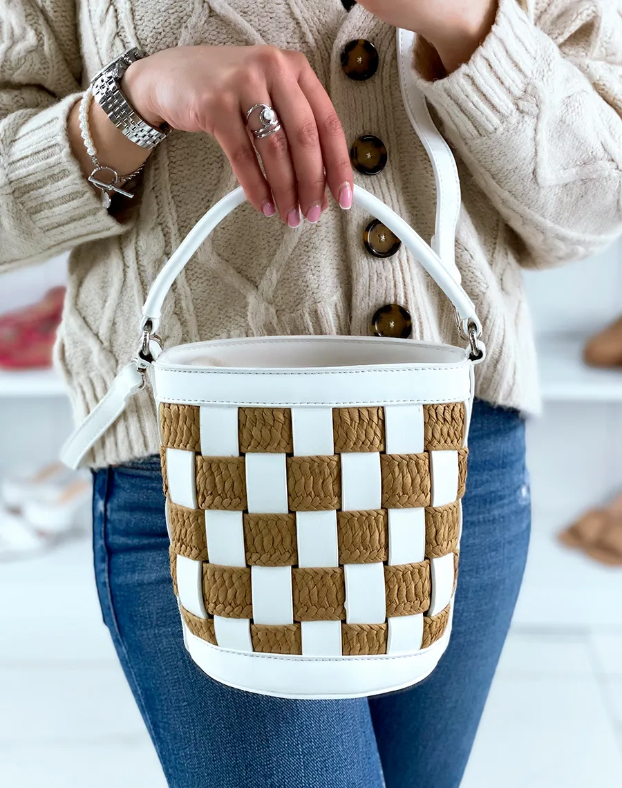 Sac sceau blanc en damier 