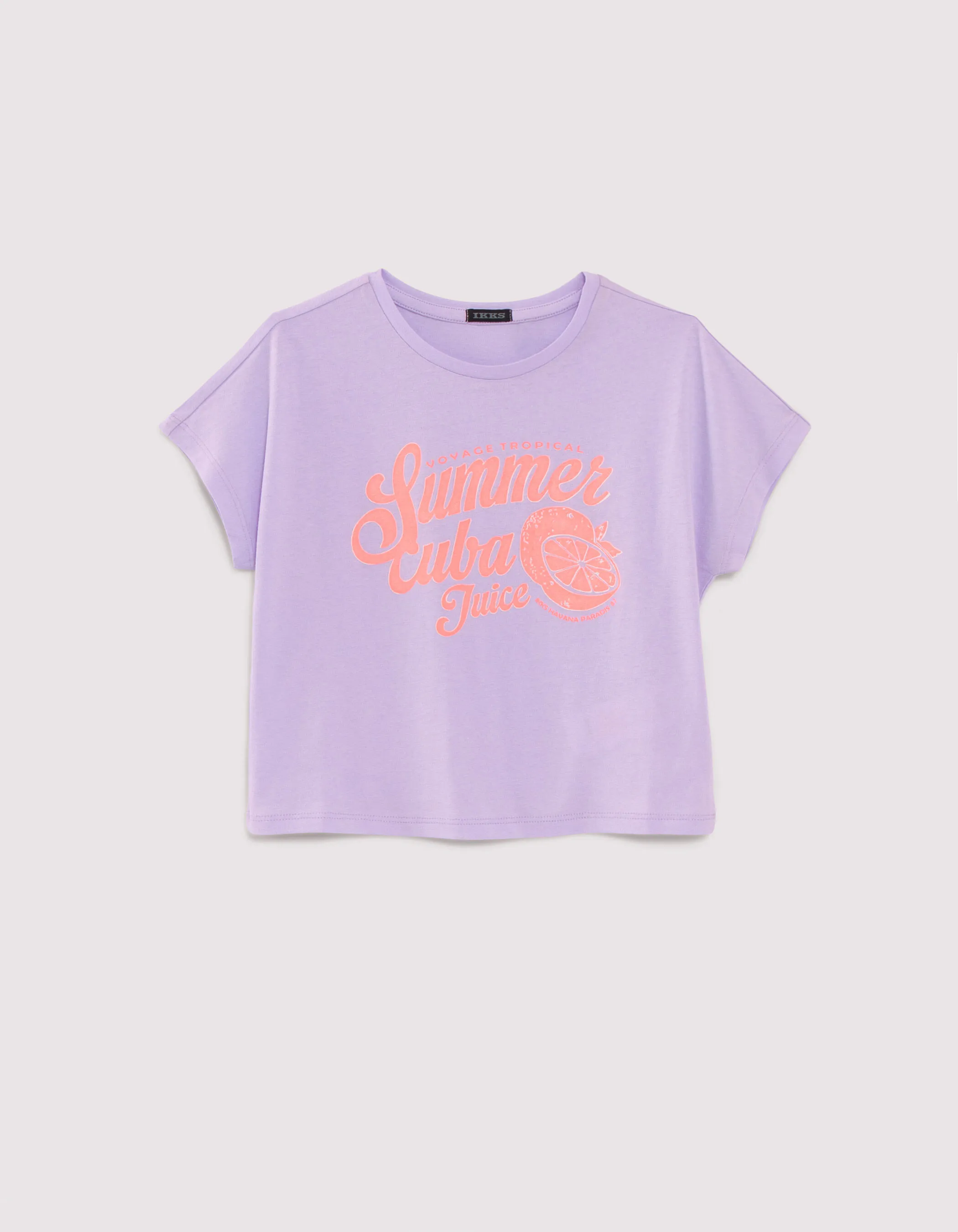 T-shirt lilas message et fruits fluo fille