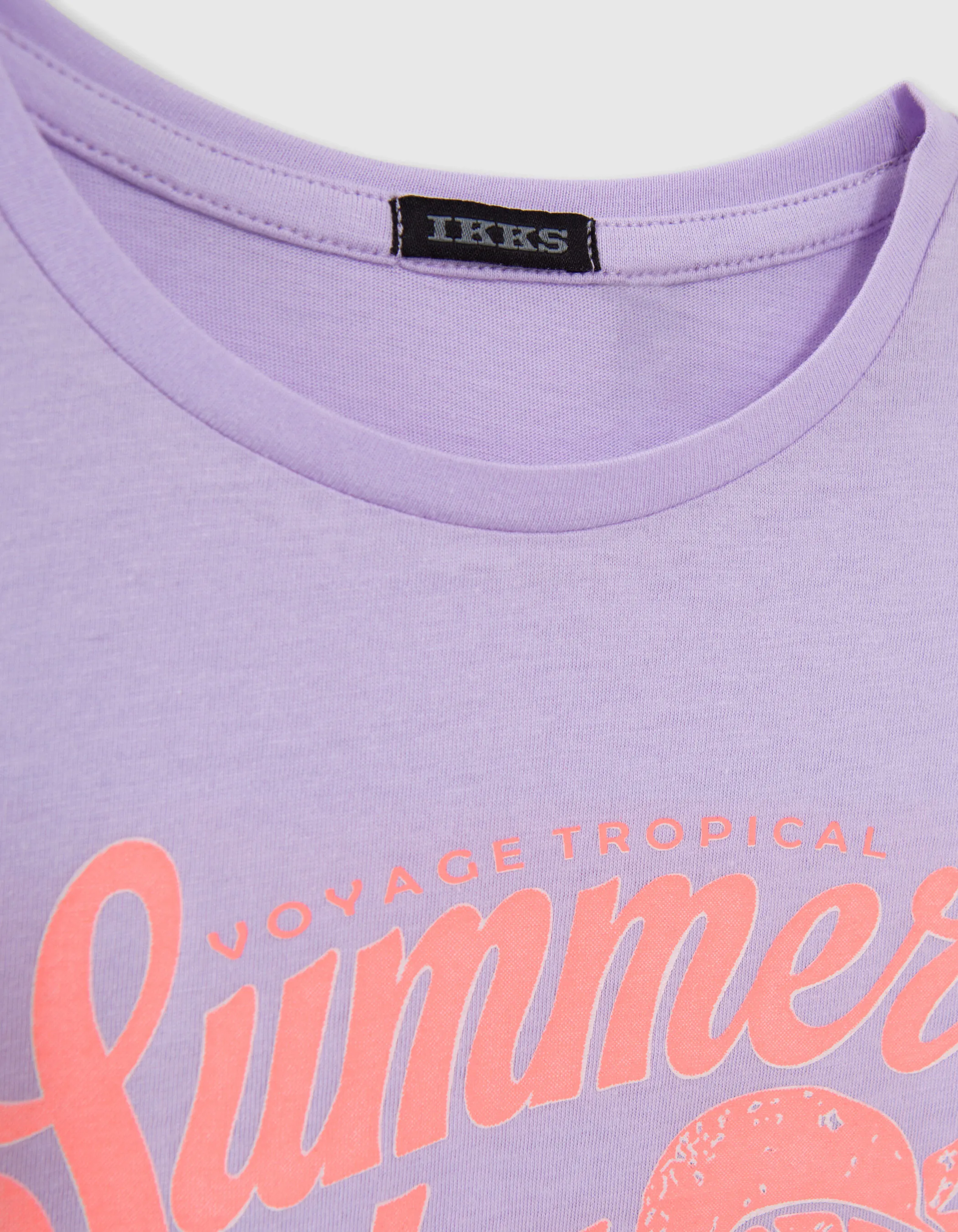 T-shirt lilas message et fruits fluo fille