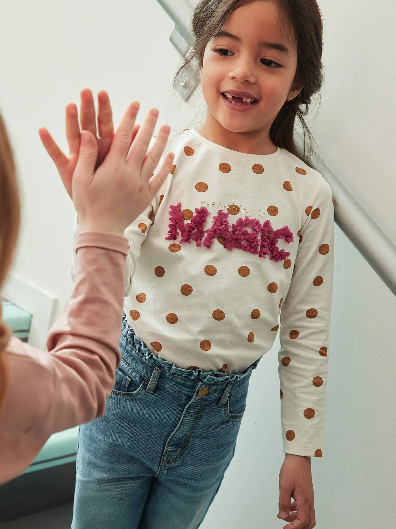 T-shirt message en relief fille vert foncé - Vertbaudet