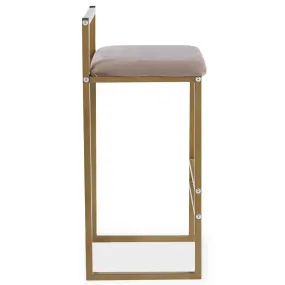 Tabouret de bar en métal Drakkar Or et Velours Taupe | 3 Suisses