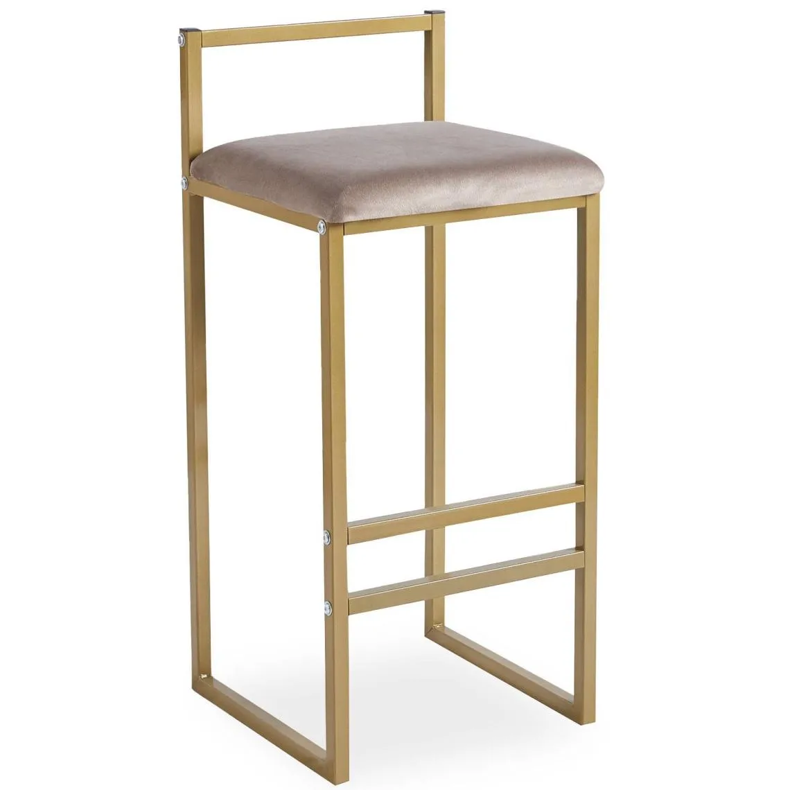 Tabouret de bar en métal Drakkar Or et Velours Taupe | 3 Suisses