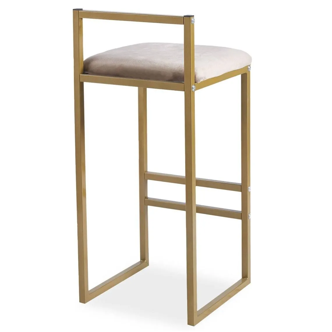 Tabouret de bar en métal Drakkar Or et Velours Taupe | 3 Suisses