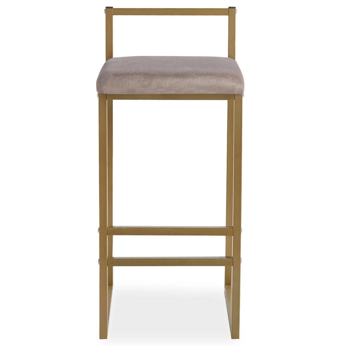 Tabouret de bar en métal Drakkar Or et Velours Taupe | 3 Suisses