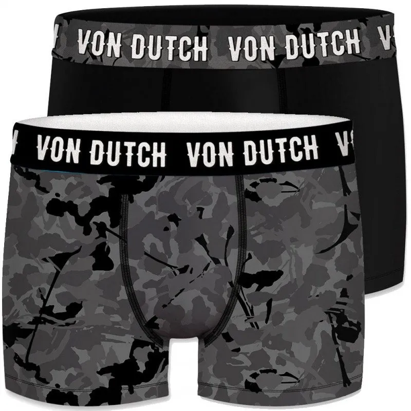 VON DUTCH Lot de 2 Boxers Homme Coton BCX2 CAM2 Gris Noir